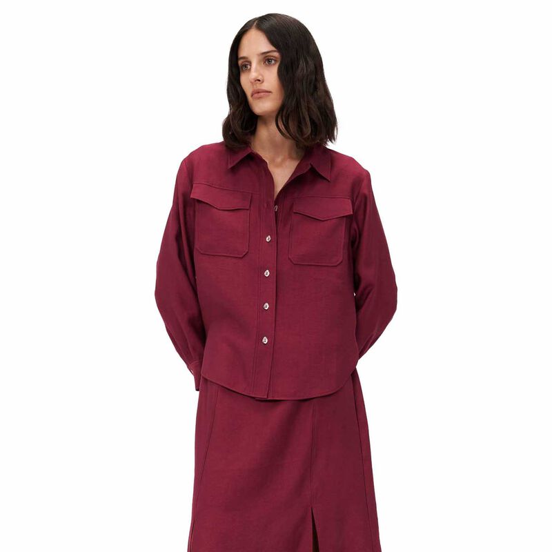 Veronika Maine Washed Twill Long Sleeve Shirt image number 0